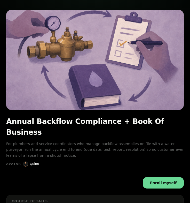 Library course page with the Enroll myself button