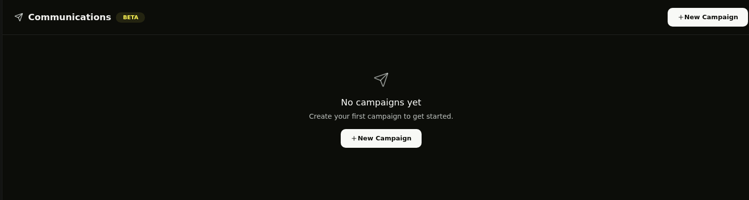 Communications page with New Campaign button