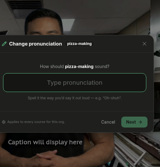 Change pronunciation dialog ready for a phonetic spelling
