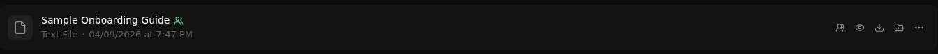 Knowledge Base file row with the share icon revealed on hover