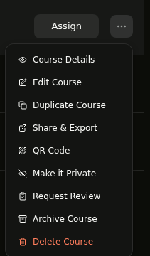 Course actions menu with Request Review highlighted